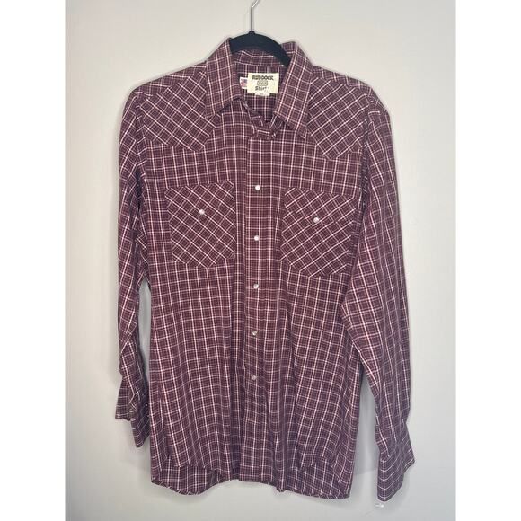 Ruddock Mens Western Pearl Snap Long Sleeve Plaid Shirt Medium - Picture 1 of 8